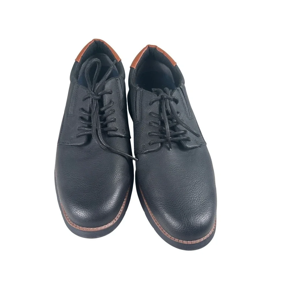 Dr Scholl's Mens Black Leather Lace Up Oxford Dress Shoes Synergy Oxfd Size 10.5